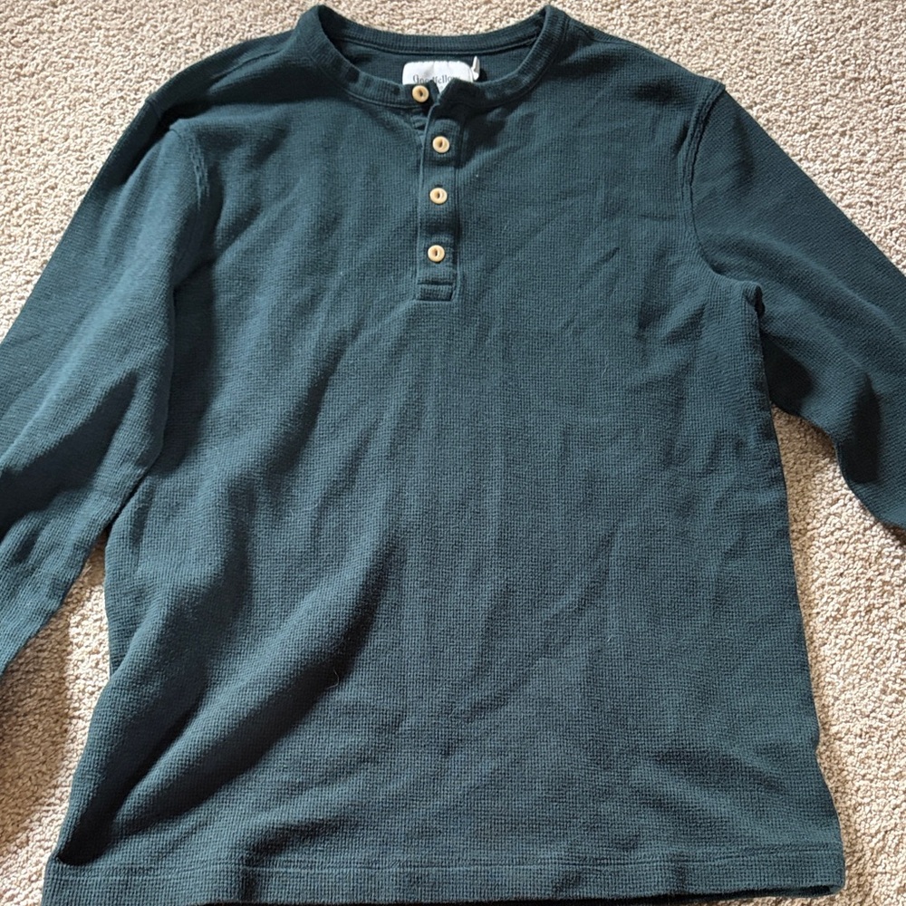 Goodfellow & Co Teal Waffle Henley Top